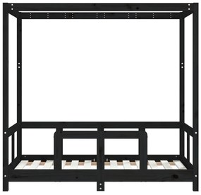 Estrutura de cama infantil 70x140 cm pinho maciço preto