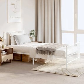 vidaXL Estrutura de cama com cabeceira e pés 100x200 cm metal branco