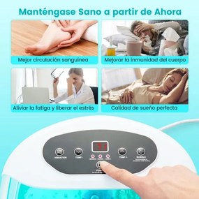 Massajador de banho para pés com pedra de massagem amovível e pérolas Massajador de banho para pés com bolhas e vibração 33 x 39 x 18 cm Azul