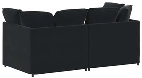 Sofá modular com almofadas veludo preto