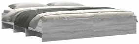Estrutura de cama 200x200 cm derivados madeira cinzento sonoma