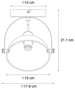 Luminária de teto industrial preta com dourado 15 cm ajustável - Magnax Industrial