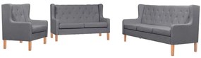 vidaXL Conjunto de sofás 3 pcs tecido cinzento
