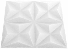 Painéis de parede 3D 24 pcs 50x50 cm 6 m² origami branco