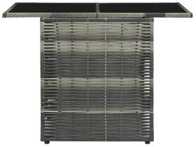 3 pcs conjunto bistrô com almofadões vime PE cinzento