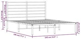 Estrutura de cama com cabeceira 135x190 cm metal branco