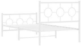 Estrutura de cama com cabeceira e pés 100x190 cm metal branco