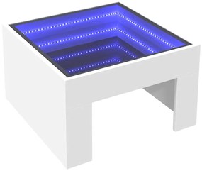 Mesa de centro luzes LED Infinity 50x50x30 cm branco