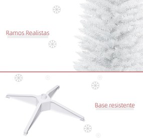 Árvore de Natal Artificial 210 cm Ignífugo com 199 Ramos de PVC Decoração de Natal para Interiores Branco