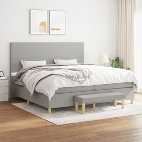 vidaXL Cama com molas/colchão 200x200 cm tecido cinza-claro