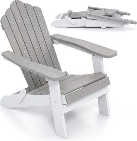 Cadeira Adirondack Dobrável para Exterior, 88 x 77 x 95 cm, Suporta Até 180 kg, Cinzento