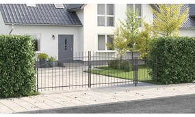 vidaXL Portão de Jardim com Topo de Lança Cinza, 100 x 500 cm, em Aço