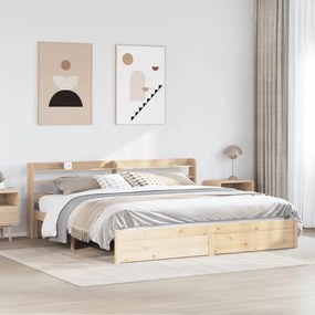 Estrutura de cama com cabeceira 180x200 cm pinho maciço
