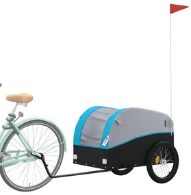 Reboque para bicicleta 45 kg ferro preto e azul