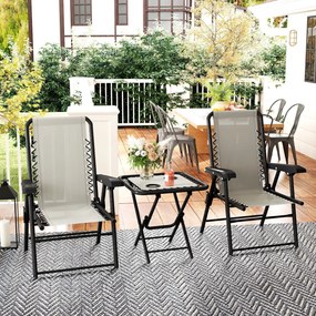 Conjunto de Mesa e Cadeiras de Jardim Móveis de Exterior Dobrável com