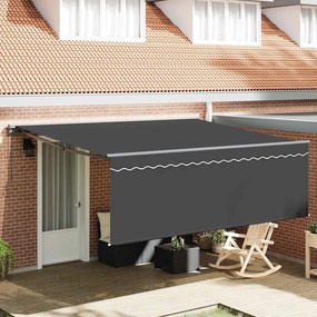 vidaXL Toldo Retrátil Manual Laranja e Branco 350x250 cm Poliéster