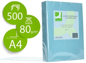 Papel de Cor Q-Connect Din A4 80gr Azul Pack de 500 Folhas