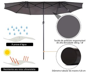 Chapéu de Sol Duplo 4,6 x 2,7 x 2,4 m – Proteção Anti-UV e Estrutura M