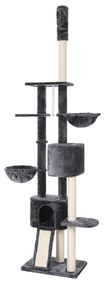 FEANDREA Árvore para gatos do chão ao teto, 2,4-2,6 m, Torre para gatos, cinza esfumaçado PCT110G01