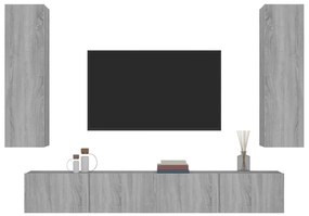 Conjunto móveis de TV 4 pcs madeira processada sonoma cinza