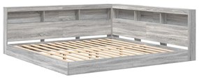vidaXL Cama com Estante com cabeceira Sonoma cinzento 180 x 200 cm