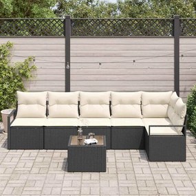 Sofá de Jardim com 6 Peças e Almofadas em Rattan Poliéster Marrom