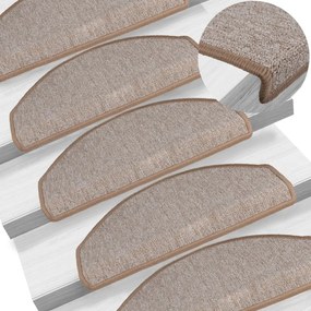 vidaXL Tapetes de escada 15 pcs 65x24x4 cm castanho claro