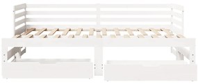 Sofá-cama c/ gavetas 90x200cm madeira de pinho maciça branco