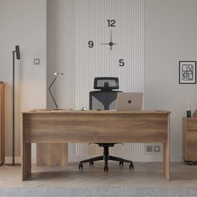 Secretária de Canto "Executive" - 160 x 75 x 144 cm - Nogueira - Desig