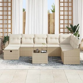 vidaXL Conjunto de Sofá de Jardim 9 pcs Bege 55 x 62 x 69 cm