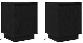 Mesas cabeceira c/ luzes LED 2 pcs 38x34x50 cm preto