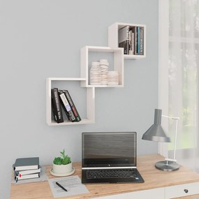 vidaXL Prateleiras parede cubos 68x15x68cm contrap. branco brilhante