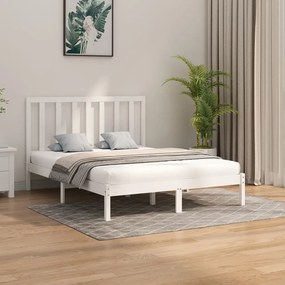 3106774 vidaXL Estrutura de cama king 150x200 cm madeira maciça branco