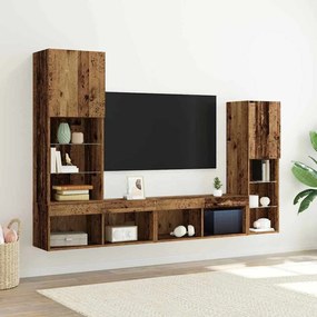 Armário de TV vidaXL com Luzes LED Madeira Envelhecida 40.5x30x102 cm