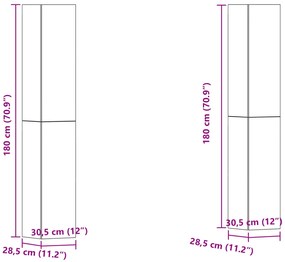 Conjunto de 4 Peças do Armário de TV vidaXL Carvalho Preto 30.5x30x90