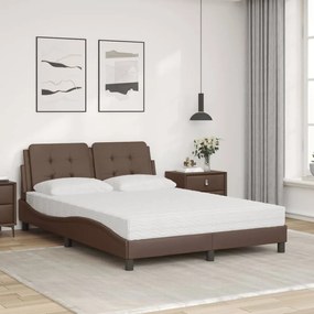 Cama com colchão 140x190 cm couro artificial castanho