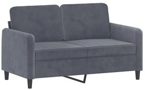3 pcs conjunto de sofás com almofadas veludo cinzento-escuro