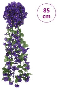 Grinaldas de flores artificiais 3 pcs 85 cm roxo escuro