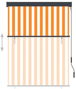 Estore de rolo para exterior 120x250 cm branco e laranja