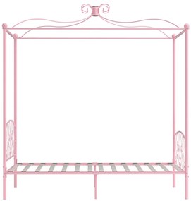 Estrutura de cama com dossel 90x200 cm metal cor-de-rosa