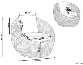 Cadeira de jardim em rattan natural LERICI Beliani