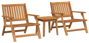Conjunto de Cadeiras de Jardim com Mesa de Madeira Sólida de Acácia -