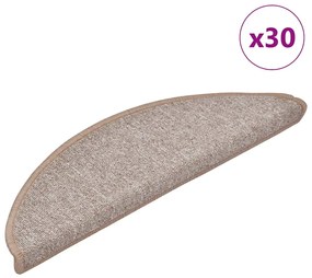 vidaXL Tapetes de escada 30 pcs 56x17x3 cm castanho-claro