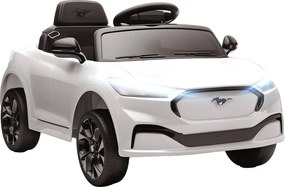 Carro elétrico infantil Ford Mustang Mach-E com licença oficial, 12 V, comando à distância de 2,4 GHz, 2 motores, 92 x 55 x 44 cm, branco