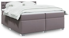 vidaXL Cama com molas/colchão 200x200 cm couro artificial cinzento