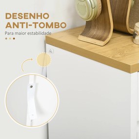HOMCOM Cómoda Moderna com 4 Gavetas Cómoda de Madeira para Dormitório Sala de Estar Carga Máxima 40 kg 70x37x75 cm Branco e Madeira