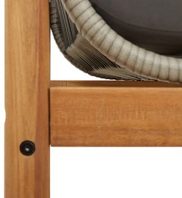 Banco de jardim com almofadão acácia e vime PE cinzento