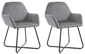 Cadeiras de jantar 2 pcs veludo cinzento