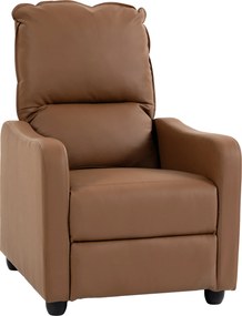 HOMCOM Poltrona Relax Reclinável Manual 155° com Pousa-pés, em PU, para Sala e Quarto, Castanho escuro | Aosom Portugal