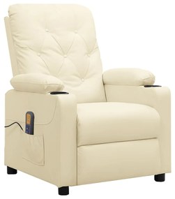 339132 vidaXL Poltrona de massagens reclinável couro artificial cor creme